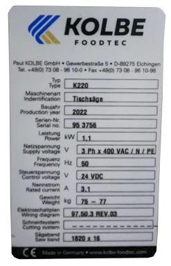 Knochenbandsäge Kolbe K220 Bandsäge Tischmodell Fleischsäge 400V Linksauslage -Rabatt-Know-how für Küchengeräte. 1c82879b 3b8f 4ddb ba71 48b3df79d379 1