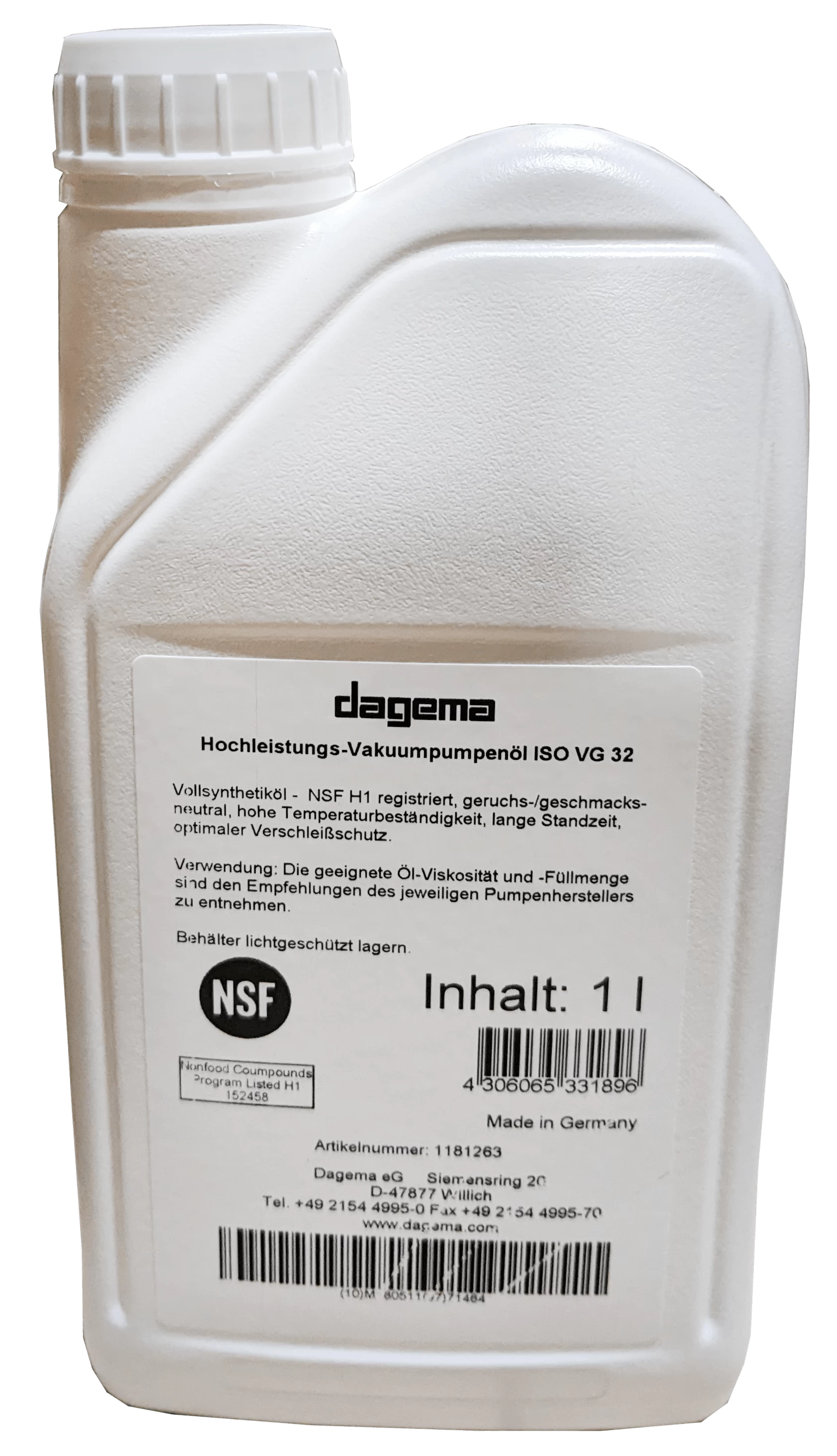 Henkelman Vakuumpumpenöl ISO VG32 1Liter Für Pumpen Bis 21 Cbm Dagema 1 Henkelman Vakuumpumpenöl ISO VG32 1Liter Für Pumpen Bis 21 Cbm Dagema
